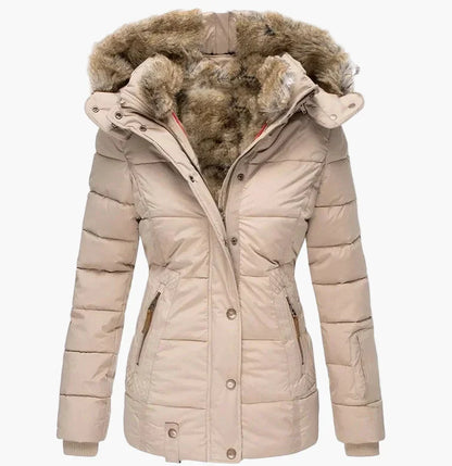 Doudoune matelassée femme capuche fausse fourrure chaude