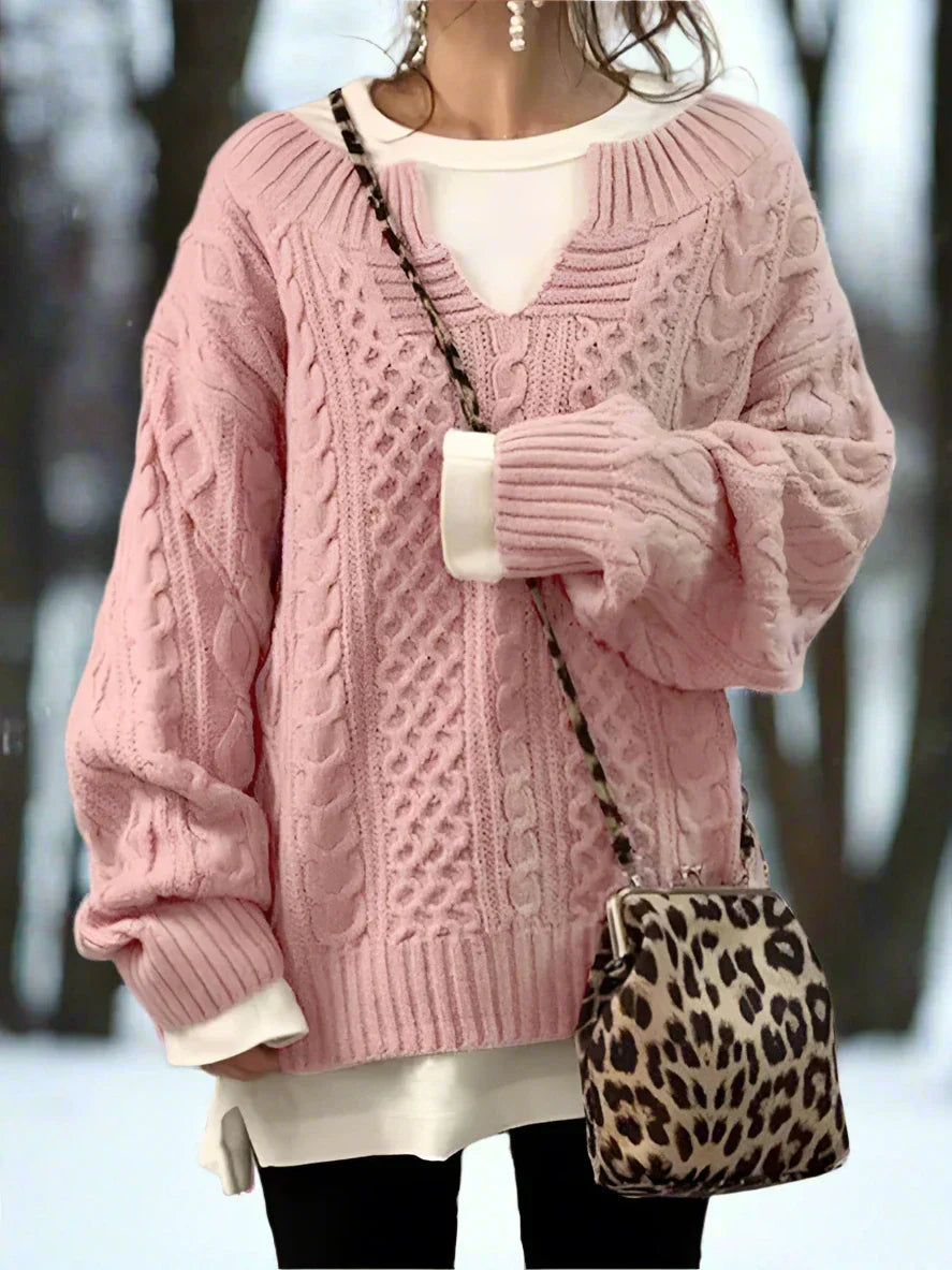 Pull tricoté oversize Doux et chaud Coupe confortable