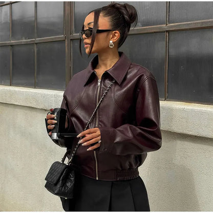 Blouson en cuir durable style vintage