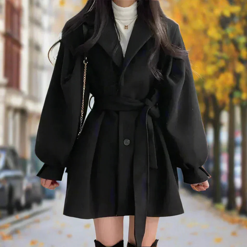 Élégant trench-coat long pour femme avec ceinture