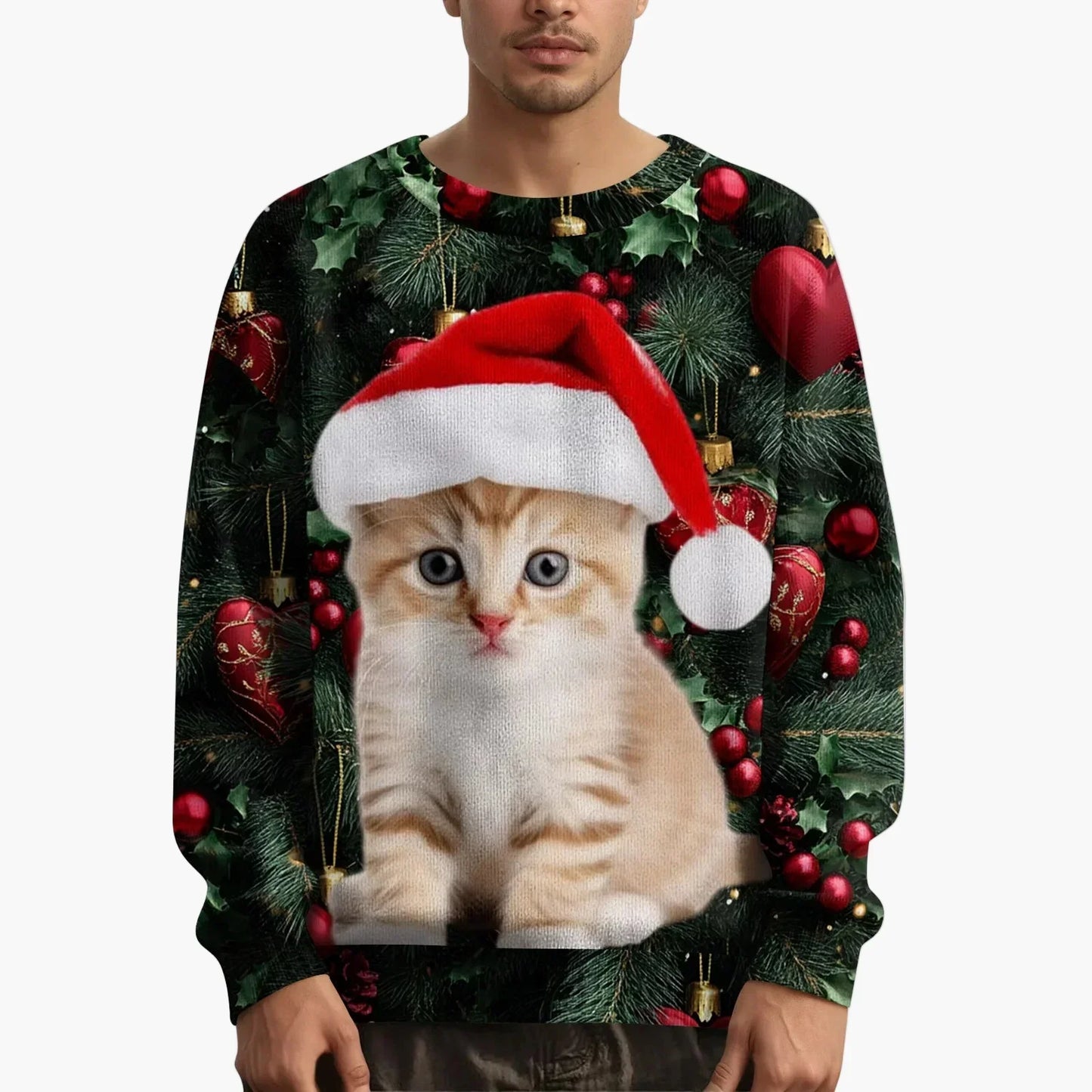 Pull de Noël motif chat Festif