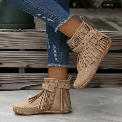Bottes d'hiver chaudes pour femmes, bout rond, fermeture éclair