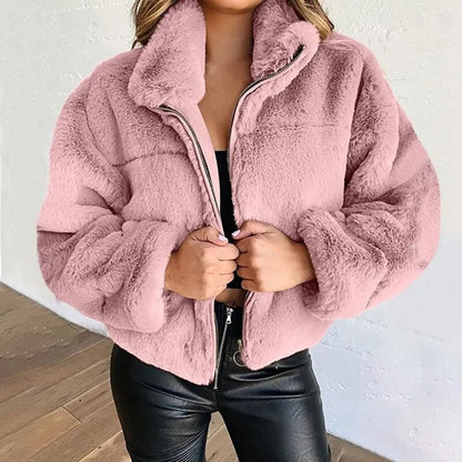 Veste oversize en fausse fourrure Col montant Doux