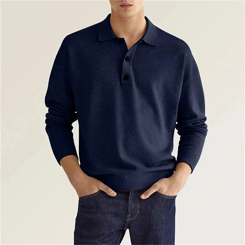 Polo homme manches longues look décontracté moderne
