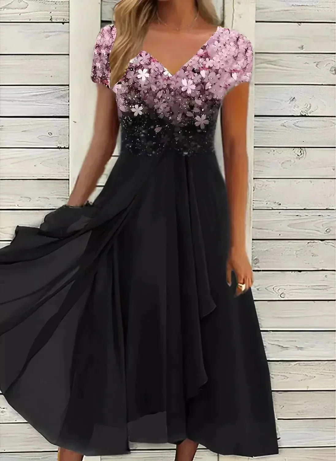 Robe d'été femme à motif floral et manches courtes