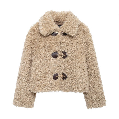 Veste douce en teddy pour femme à fermeture rapide