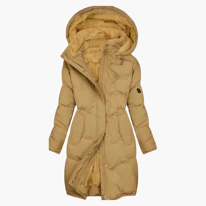 Manteau long à capuche matelassé chaud pour femme