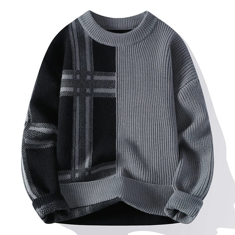 Pull homme hiver motif colorblock moderne