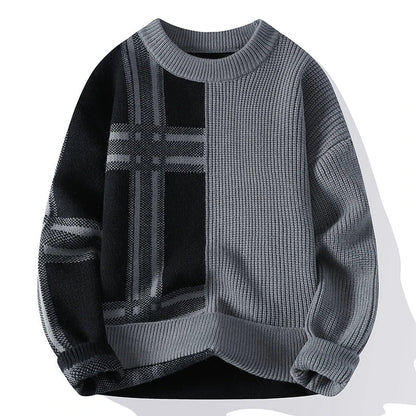 Pull homme hiver motif colorblock moderne