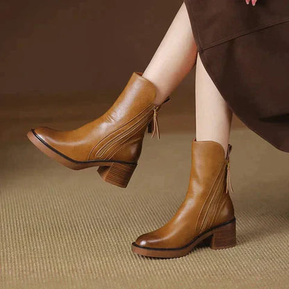 Chelsea boots en cuir élégants à talon épais