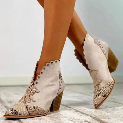 Bottines western façon python Talon bas