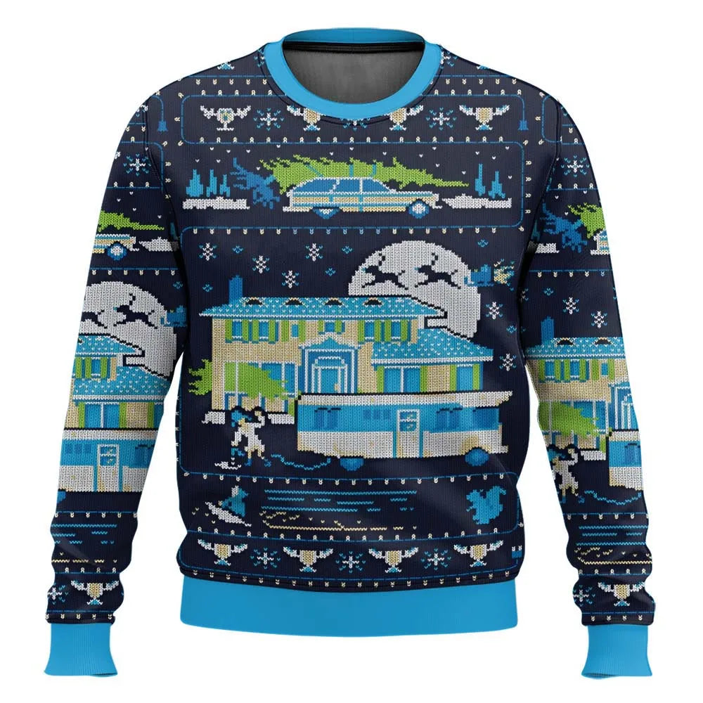 Pull de Noël homme motif ski drôle