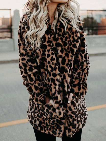 Stylischer Leoparden-Mantel Damen Winter - IdealeKleiden