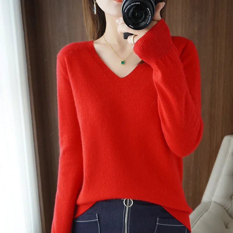 Pull col V confortable pour femme