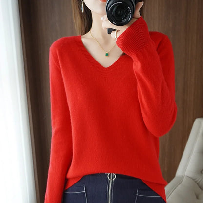 Pull col V confortable pour femme
