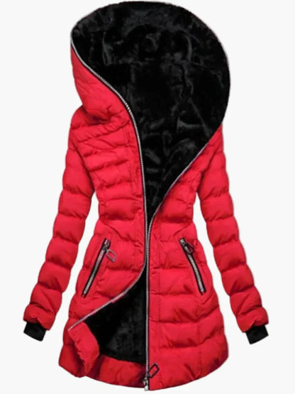 Doudoune matelassée à capuche asymétrique pour l'hiver