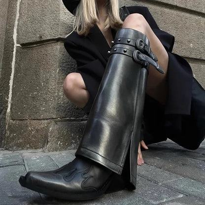 Lange Damenstiefel Elegant Schwarz - IdealeKleiden