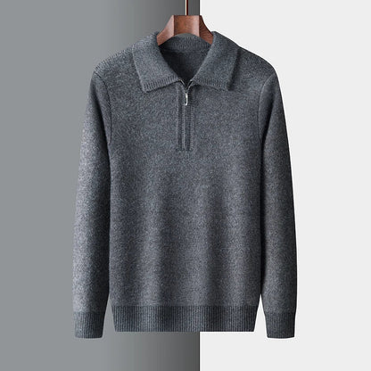Pull en tricot pour homme, hiver chaud, demi-zip