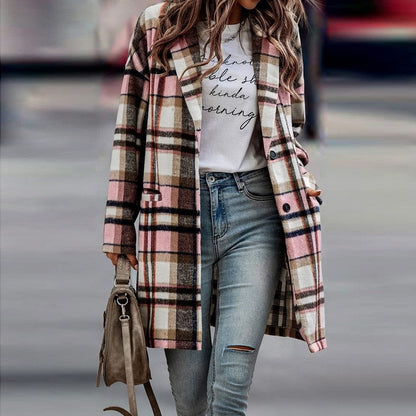 Veste à carreaux tendance pour femme