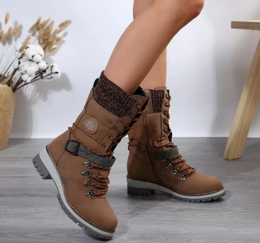 Bottes d'hiver femme Lacets Doublure chaude