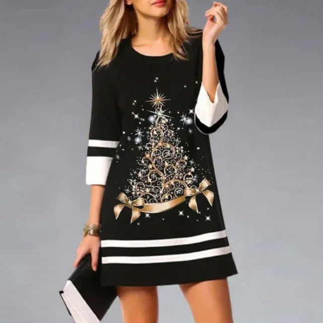 Robe de Noël pour femme, motif renne festif