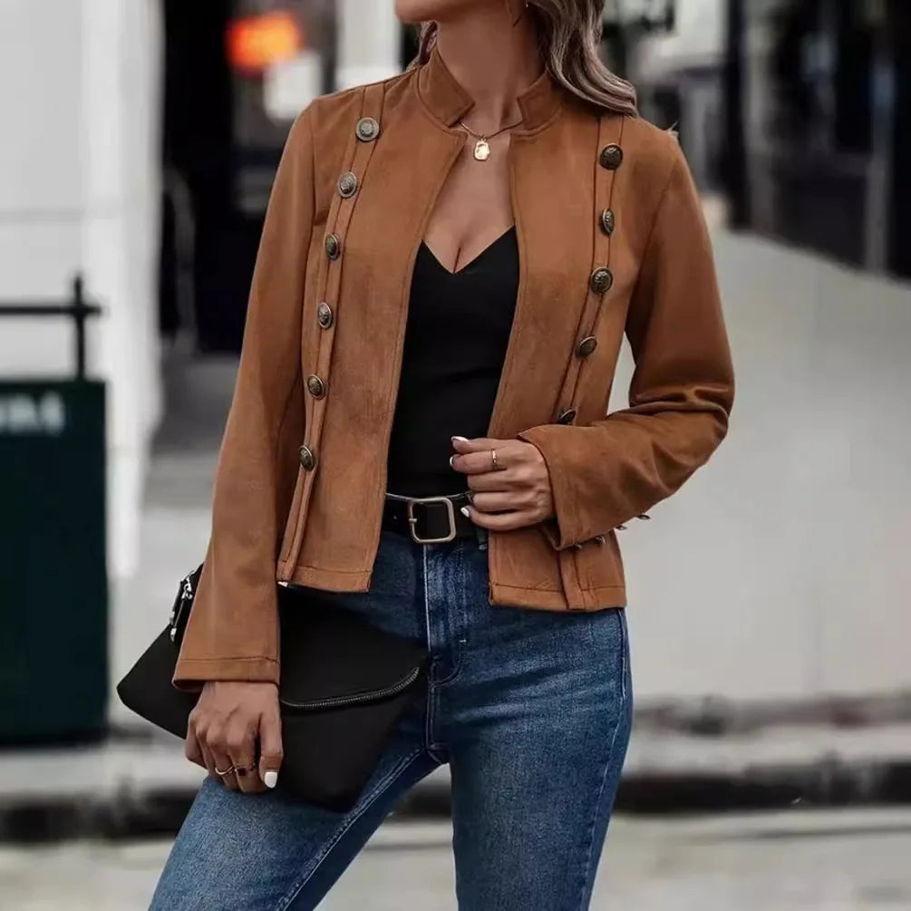 Élégante veste en velours coupe croisée