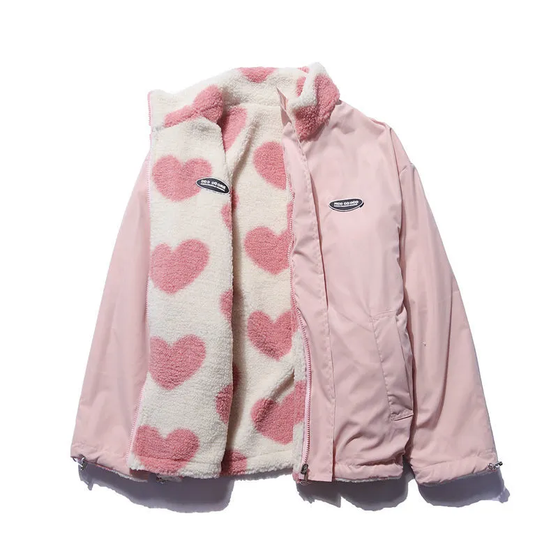 Manteau Femme Motif Cœur Élégant