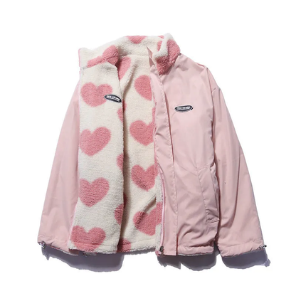 Manteau Femme Motif Cœur Élégant