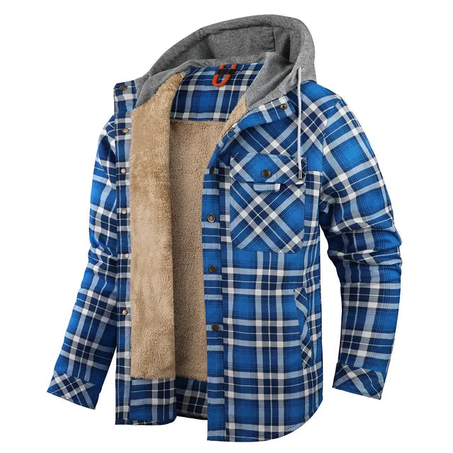 Veste chemise à carreaux chaude homme