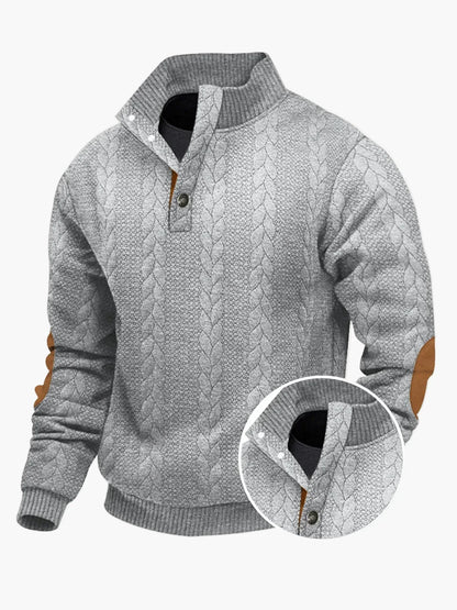 Pull en maille décontracté avec col montant et écussons