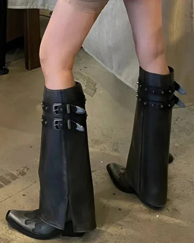 Bottes hautes élégantes noires pour femme