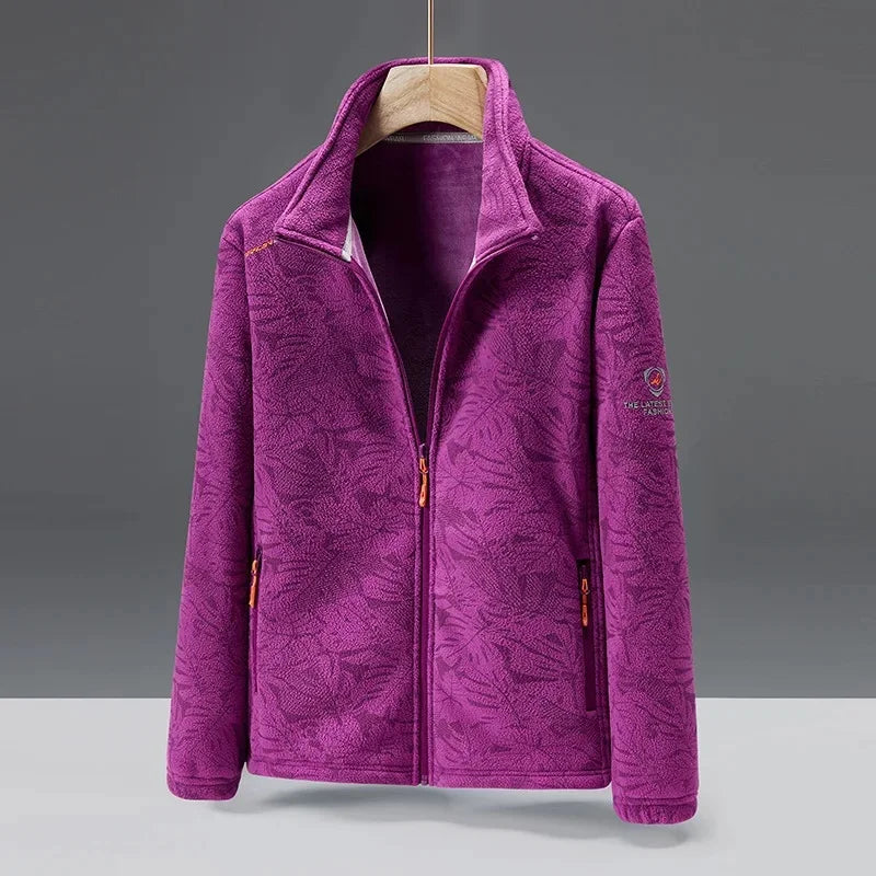 Veste en polaire douce avec col montant et fermeture éclair