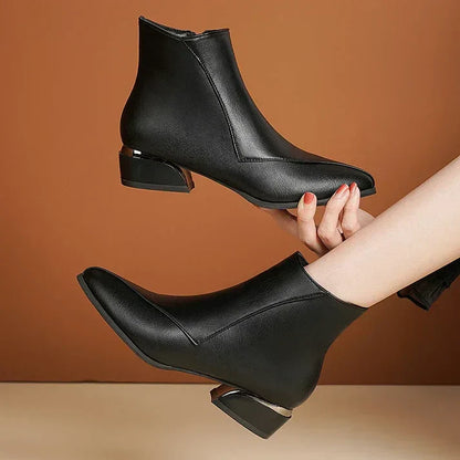 Bottines élégantes à talon haut avec fermeture éclair