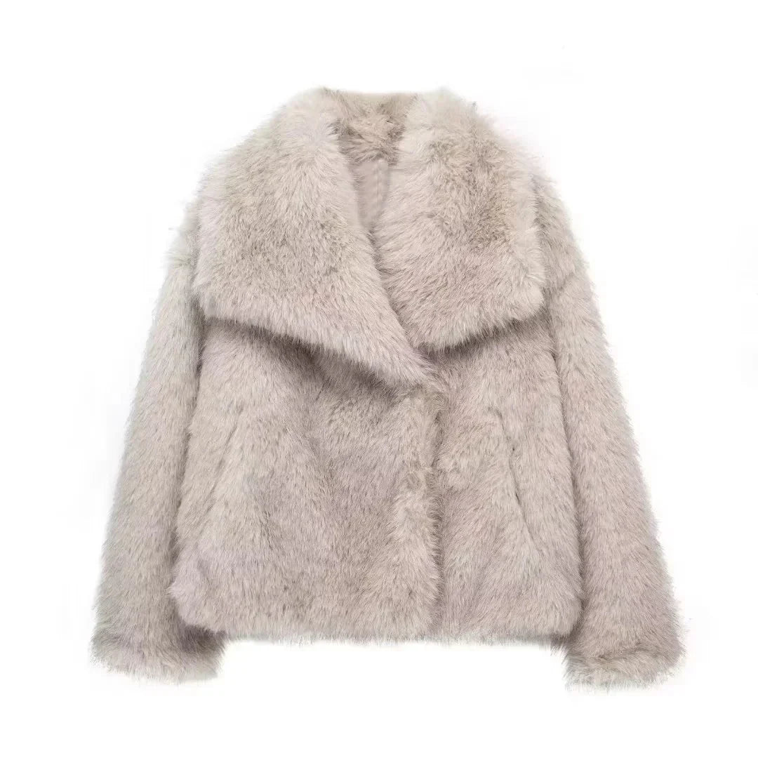 Manteau oversize en fausse fourrure pour femmes