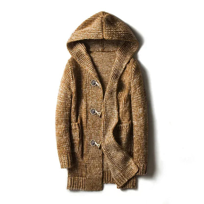 Veste d'hiver homme grosse maille capuche