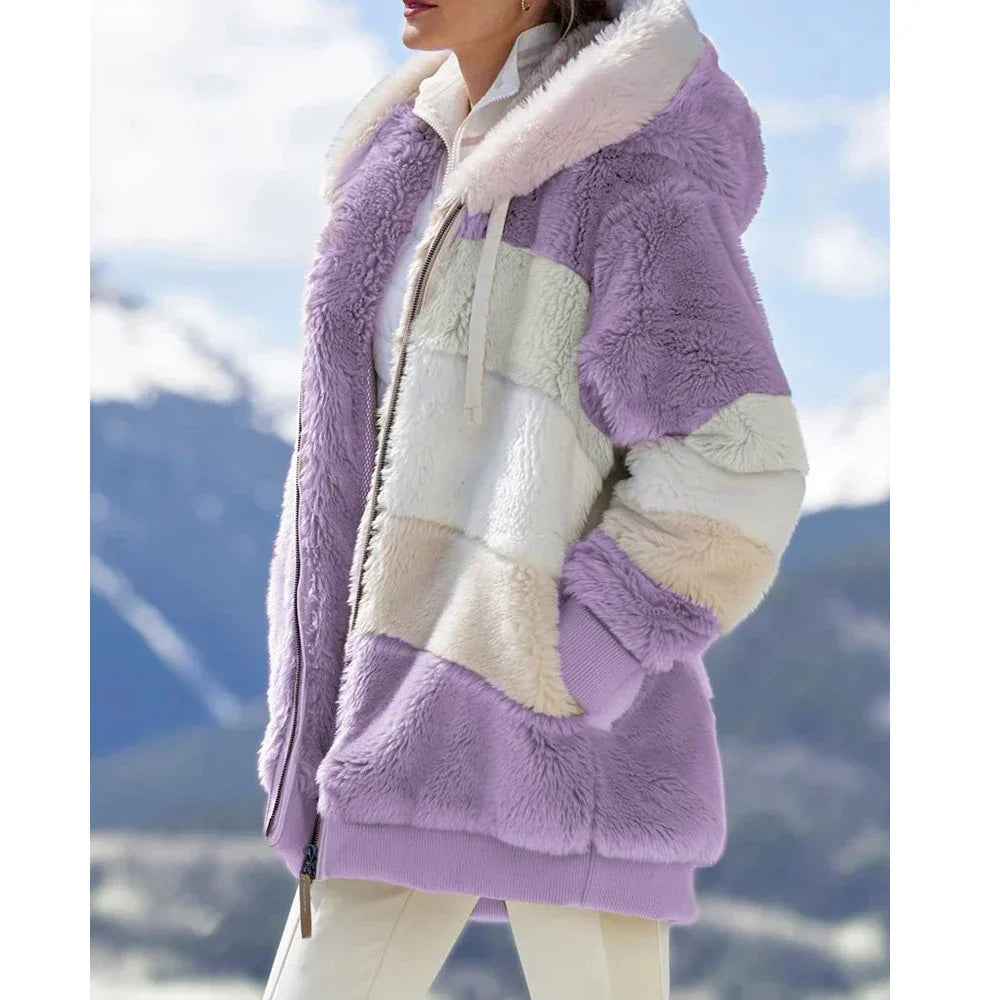 Manteau en peluche surdimensionné pour femme