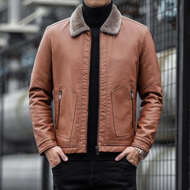 Blouson en cuir élégant pour homme classique