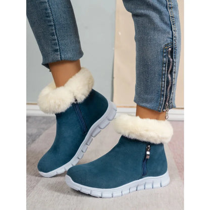Bottes d'hiver souples bout rond en peluche