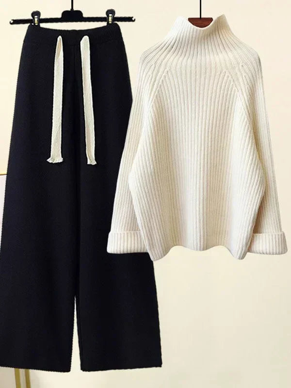 Ensemble tricoté d'hiver - Pull et pantalon chauds et élégants