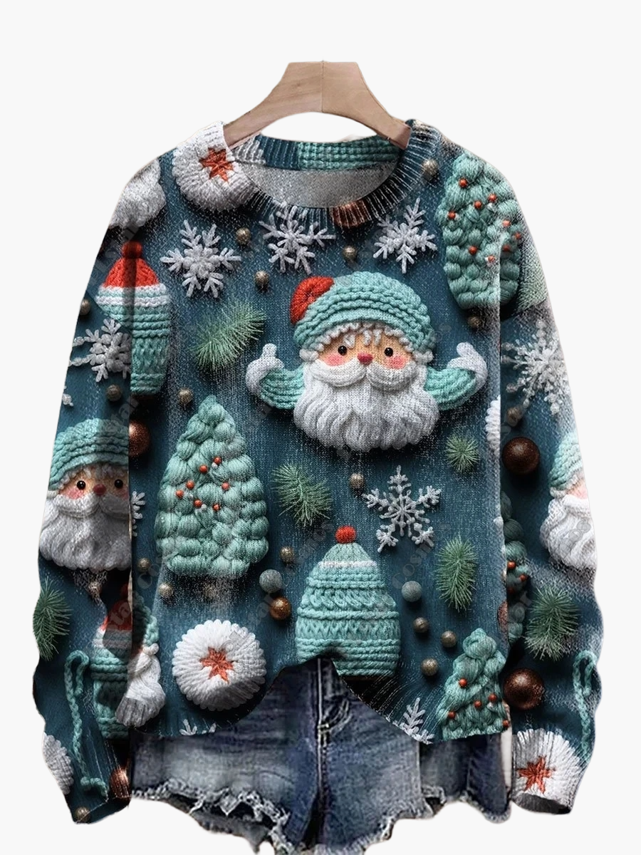 Pull de Noël festif brodé en 3D