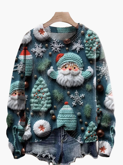 Pull de Noël festif brodé en 3D