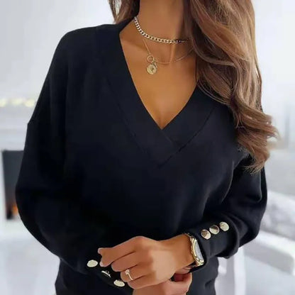 Élégant pull pour femme Col V