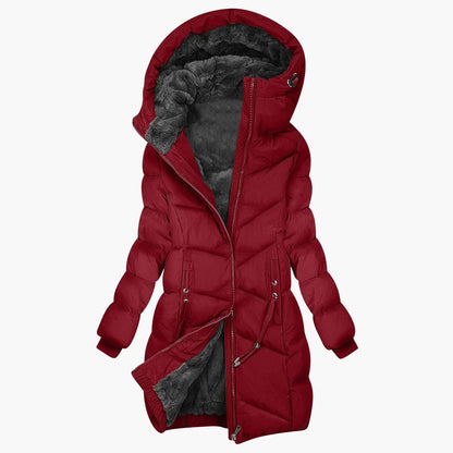 Manteau d'hiver long matelassé à capuche chaud pour femme