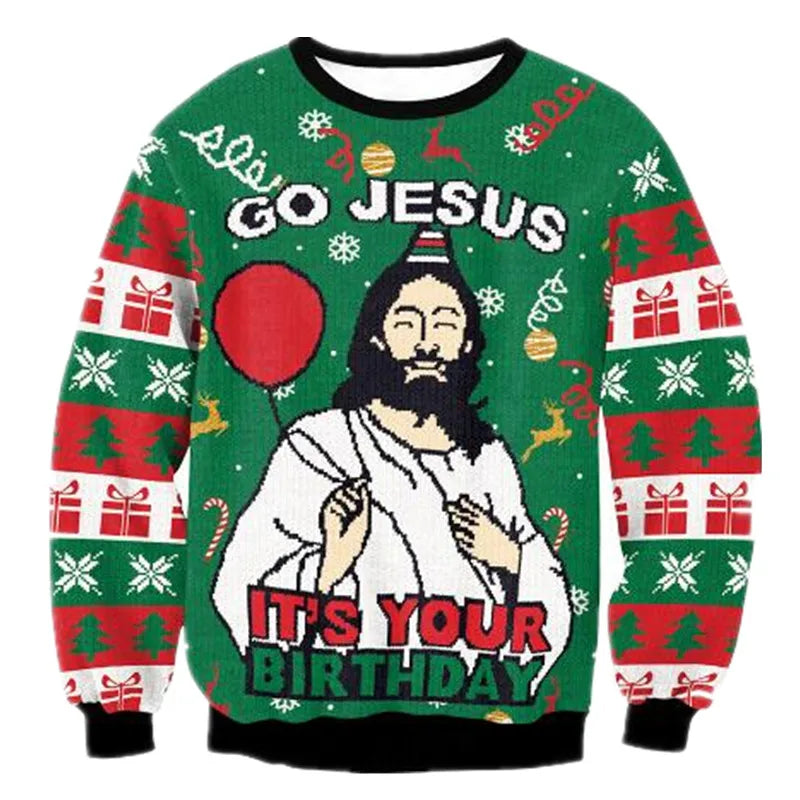 Pull de Noël Homme Drôle Anniversaire de Jésus