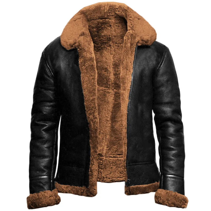 Veste en cuir véritable homme élégante classique