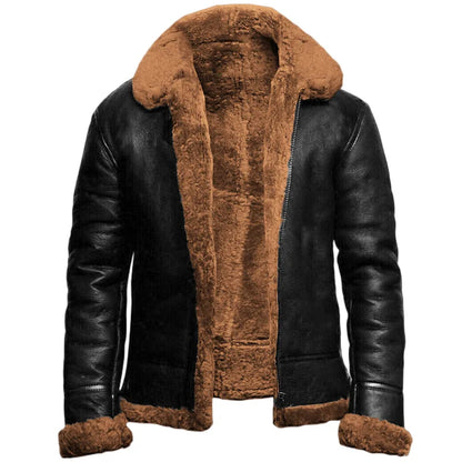 Veste en cuir véritable homme élégante classique