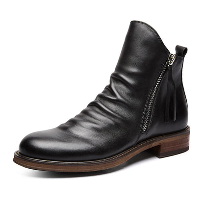 Boots Chelsea homme en cuir véritable noir élégant