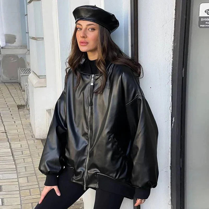 Blouson de cuir stylé look moto