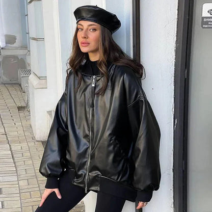 Blouson de cuir stylé look moto