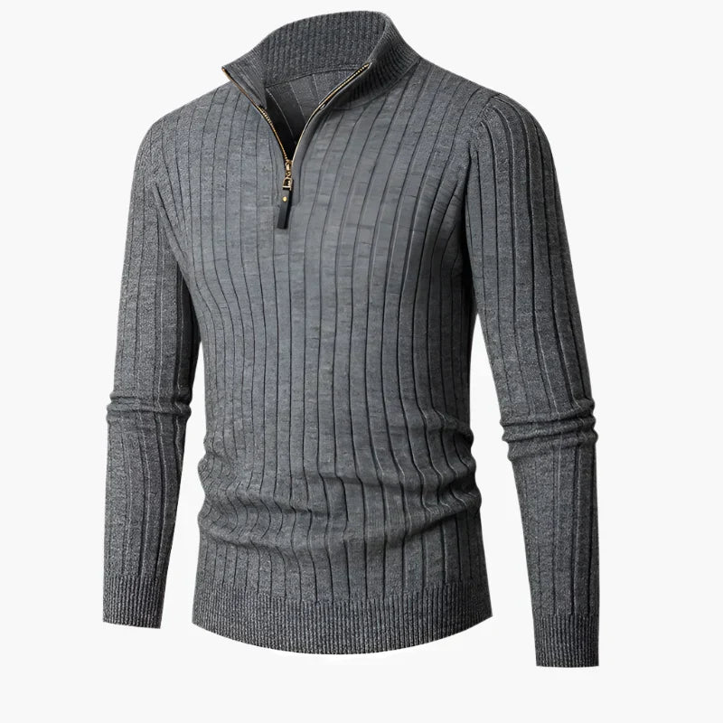 Haut en maille élégant avec col montant et demi-zip